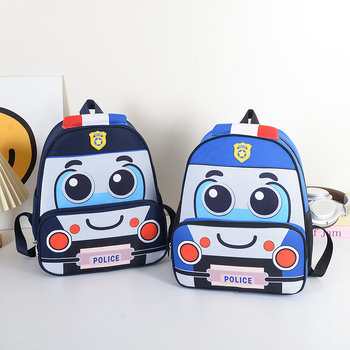 Iskolai hátizsák gyerekeknek rendőrautó dizájnnal, Oxford anyagból, kopásálló, bélés poliészter, légpárnás vállpántok, iskolába