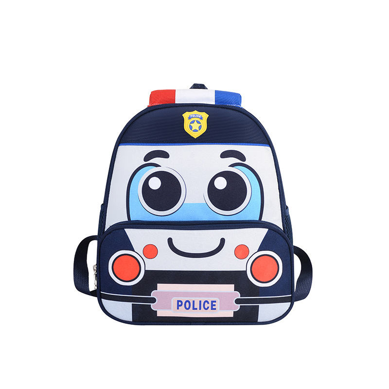 Iskolai hátizsák gyerekeknek rendőrautó dizájnnal, Oxford anyagból, kopásálló, bélés poliészter, légpárnás vállpántok, iskolába