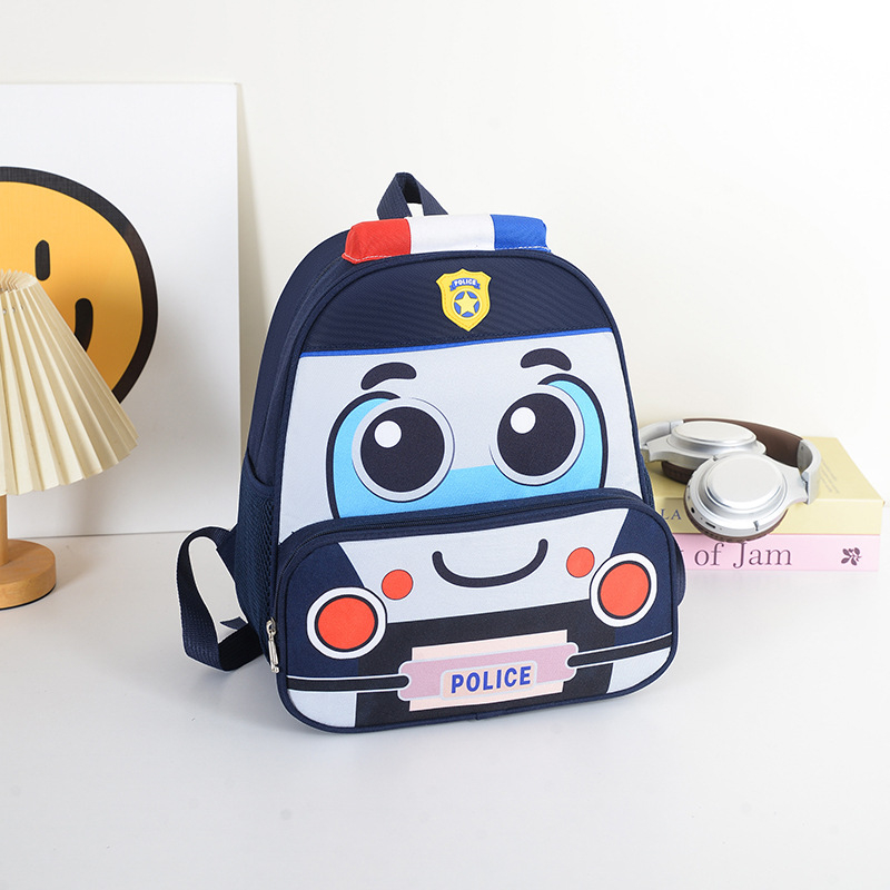 Iskolai hátizsák gyerekeknek rendőrautó dizájnnal, Oxford anyagból, kopásálló, bélés poliészter, légpárnás vállpántok, iskolába