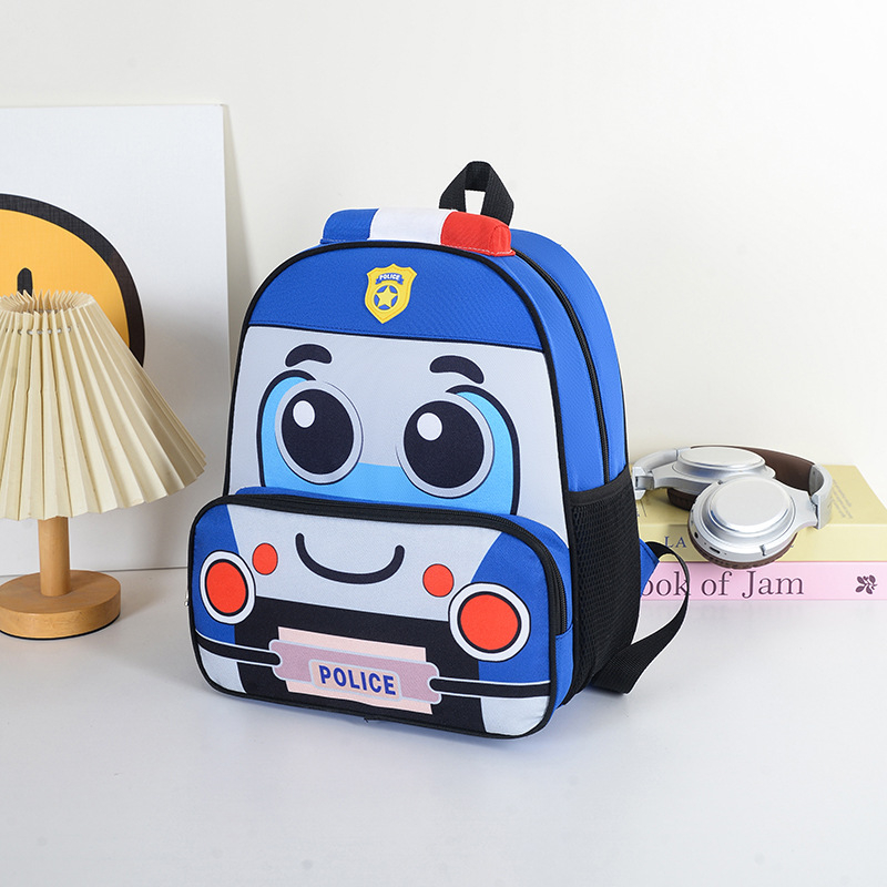 Iskolai hátizsák gyerekeknek rendőrautó dizájnnal, Oxford anyagból, kopásálló, bélés poliészter, légpárnás vállpántok, iskolába