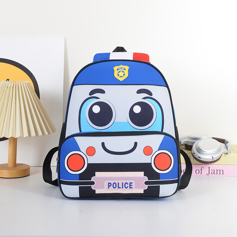 Iskolai hátizsák gyerekeknek rendőrautó dizájnnal, Oxford anyagból, kopásálló, bélés poliészter, légpárnás vállpántok, iskolába