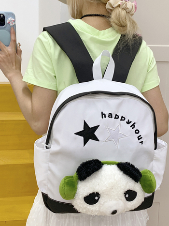 Plüss karikatúra hátizsák gyermekeknek, nylon test és poliészter bélés, légpárnás vállpántok, uniszex az 1–2. évfolyam számára