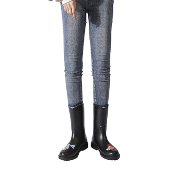 Дамски ботуши за дъжд - средна височина на тръбата, PVC горна част, несклъзващи се водоустойчиви гумени ботуши, есенно-зимни