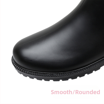 Дамски ботуши за дъжд до средната част на прасеца, PVC върх, нисък ток 1-3 см, абстрактен модел, подходящи за всички сезони