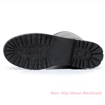 Дамски ботуши за дъжд до средната част на прасеца, PVC върх, нисък ток 1-3 см, абстрактен модел, подходящи за всички сезони