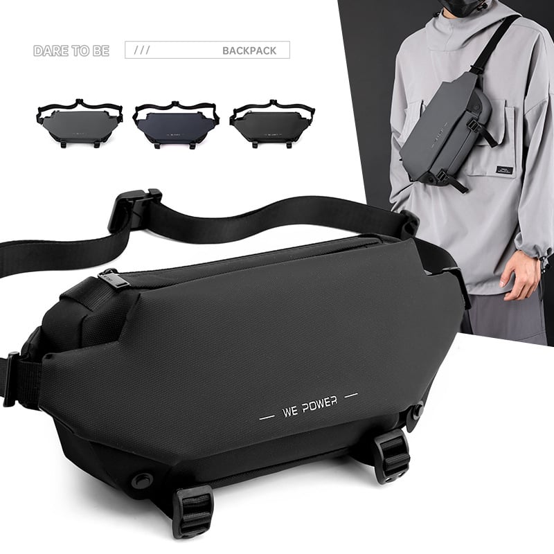 WEPOWER muška crossbody torba - visoko kvalitetna prsna torba sa skrivenim pretinacem za bocu vode, vodootporan najlon