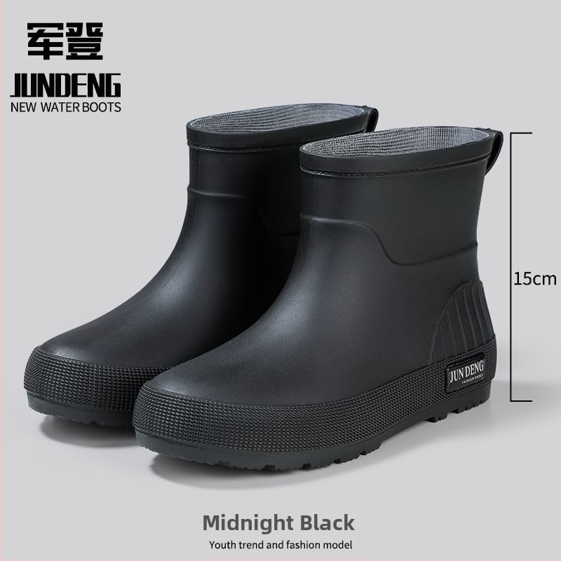 Дамски дъждовни ботуши PVC горна част, нисък маншет, удебелени, плосък ток, четири сезона