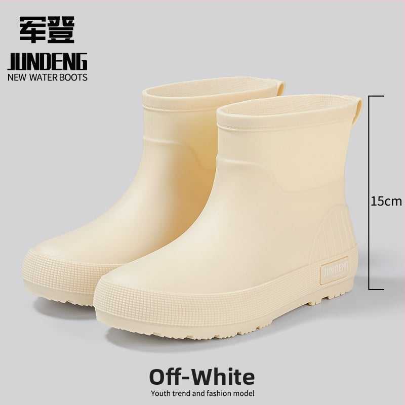 Дамски дъждовни ботуши PVC горна част, нисък маншет, удебелени, плосък ток, четири сезона