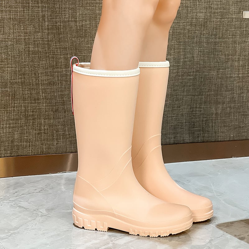 Дъждовни ботуши за жени PVC, висока тръба, нисък ток 1–3 см, ежедневен стил