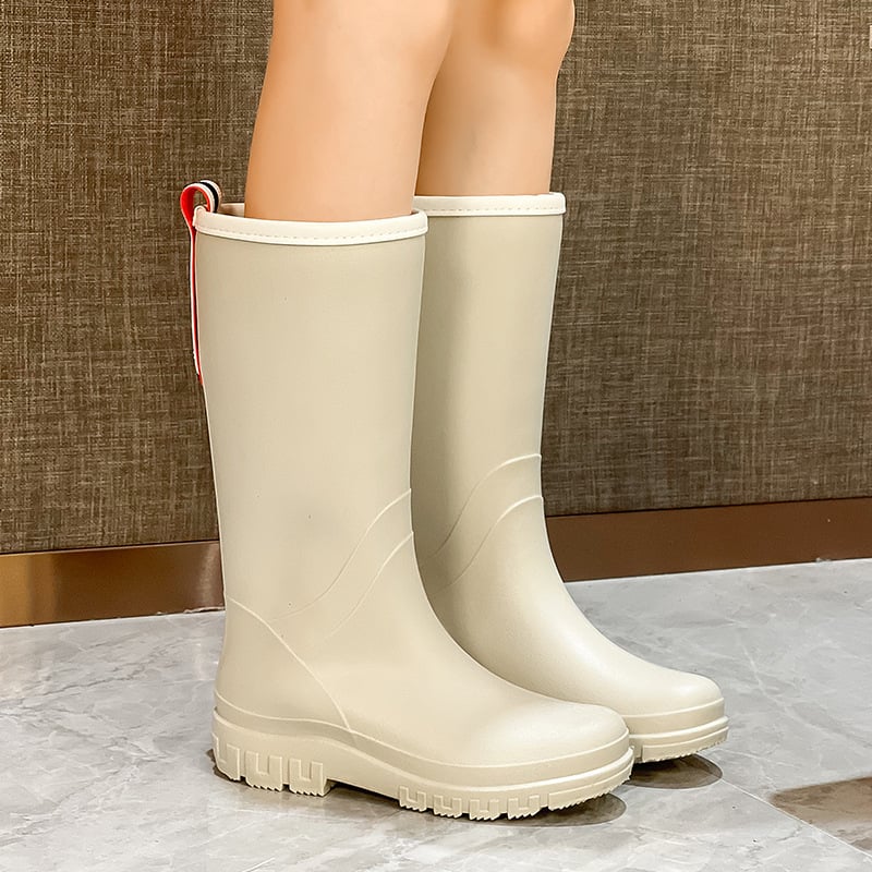 Дъждовни ботуши за жени PVC, висока тръба, нисък ток 1–3 см, ежедневен стил