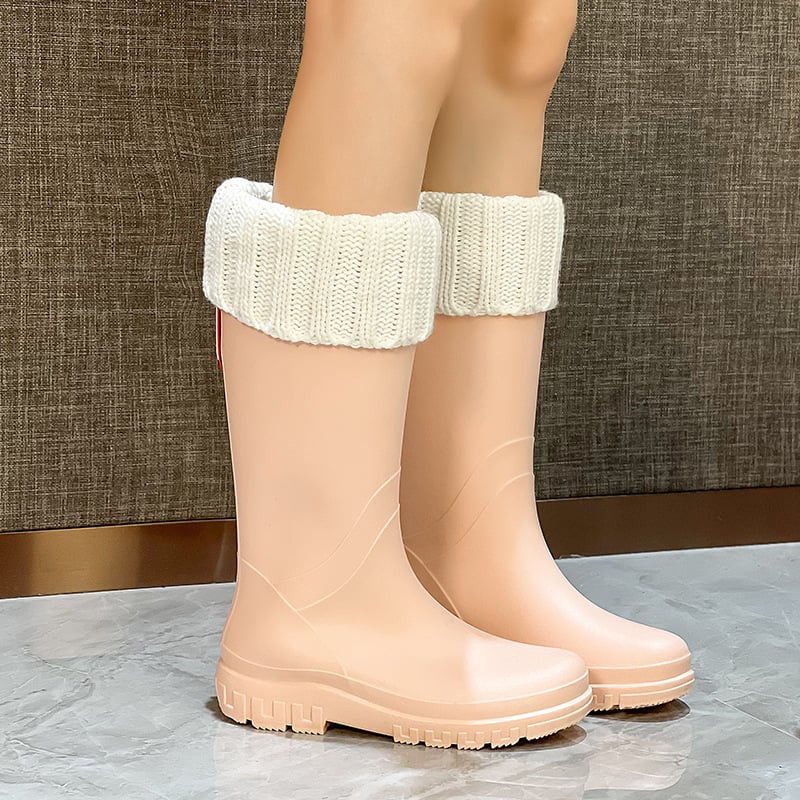 Дъждовни ботуши за жени PVC, висока тръба, нисък ток 1–3 см, ежедневен стил