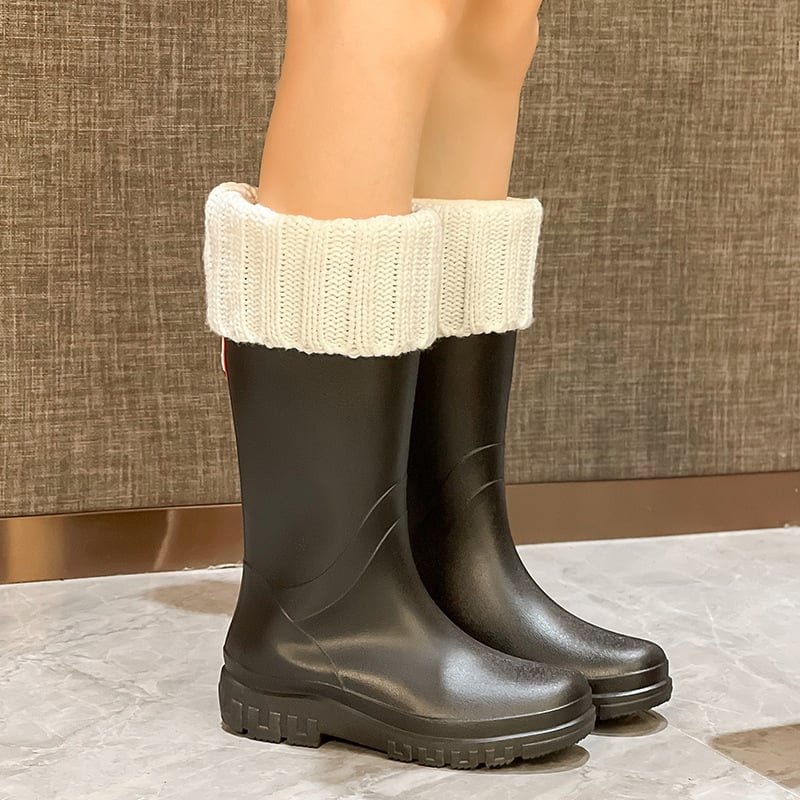 Дъждовни ботуши за жени PVC, висока тръба, нисък ток 1–3 см, ежедневен стил