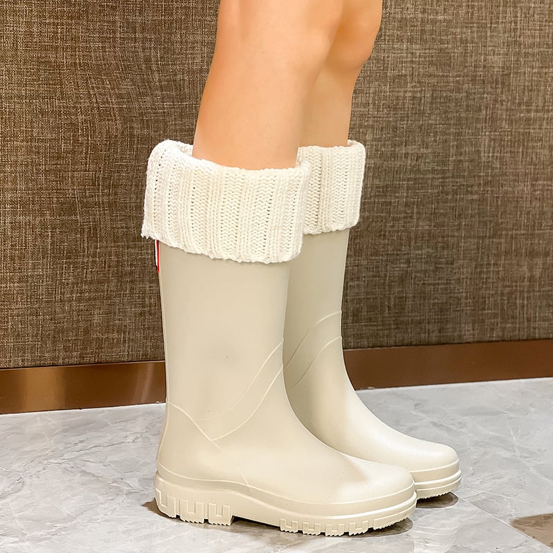 Дъждовни ботуши за жени PVC, висока тръба, нисък ток 1–3 см, ежедневен стил