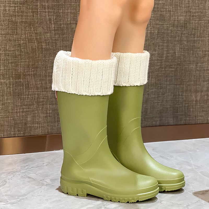 Дъждовни ботуши за жени PVC, висока тръба, нисък ток 1–3 см, ежедневен стил