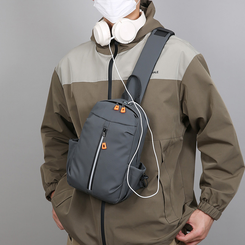 Muška torbica za prsni koš, crossbody stil, vodootporna PU, minimalistički luksuz, poliester podstava