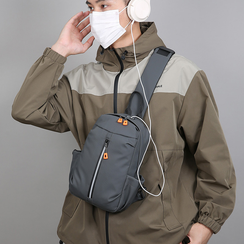 Muška torbica za prsni koš, crossbody stil, vodootporna PU, minimalistički luksuz, poliester podstava