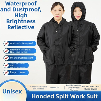 Split-típusú védőmunkaruha kőgyapot szigeteléssel, vízálló, lélegző, por- és olajálló