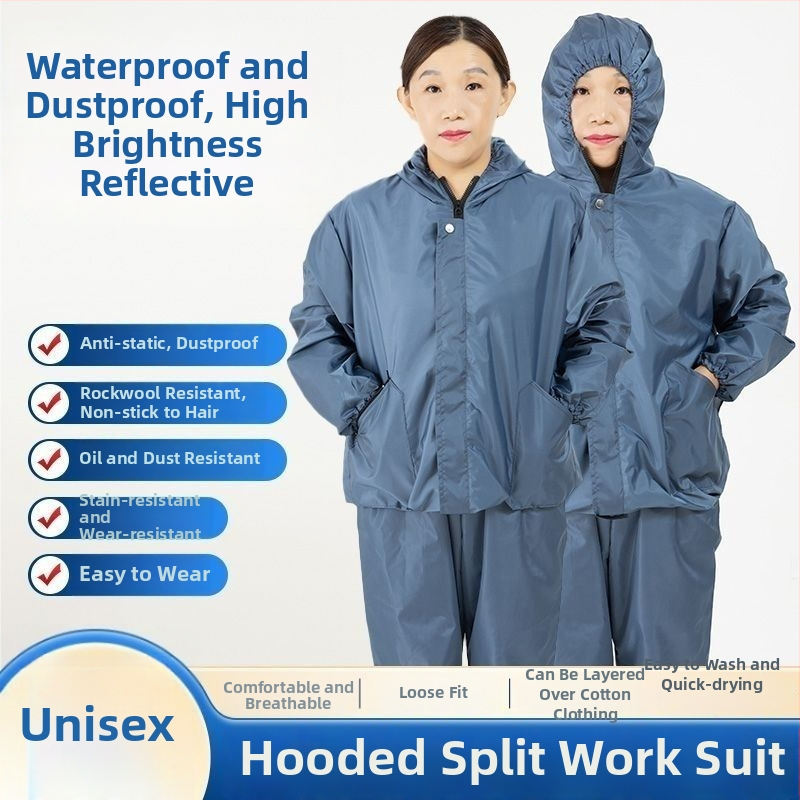 Split-típusú védőmunkaruha kőgyapot szigeteléssel, vízálló, lélegző, por- és olajálló