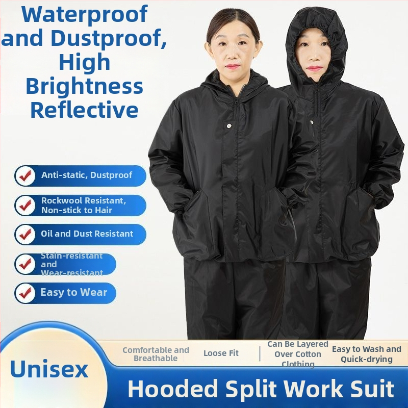 Split-típusú védőmunkaruha kőgyapot szigeteléssel, vízálló, lélegző, por- és olajálló