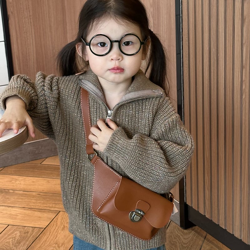 Unisex PU dječja kaišna torbica, retro crossbody novčanik za kovanice, bez podloge, prozračna, svakodnevna upotreba, za vrtić i osnovnu školu