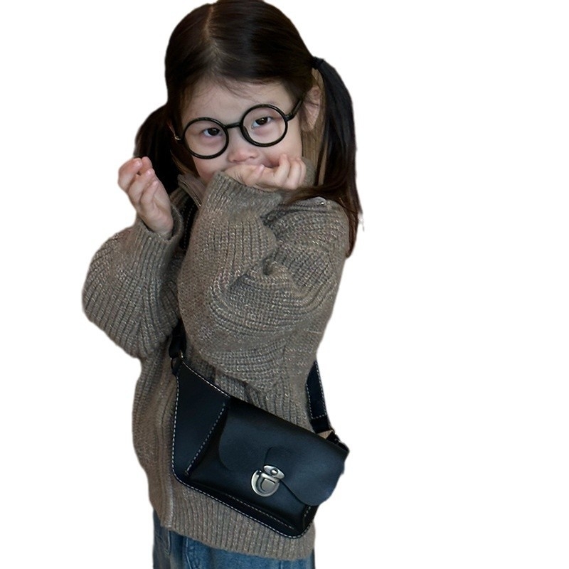 Unisex PU dječja kaišna torbica, retro crossbody novčanik za kovanice, bez podloge, prozračna, svakodnevna upotreba, za vrtić i osnovnu školu