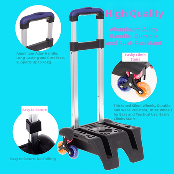 Rám na školskú tašku s ťahačom, skladací šesťkoliesový rám, BMX666 — nylon, dýchateľný, vodeodolný, proti krádeži