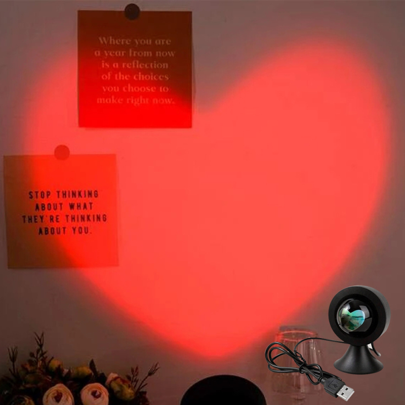 Lampa LED de noapte cu proiecție de apus și inimă, alimentare USB/DC, alte funcții, instalare Taiwan