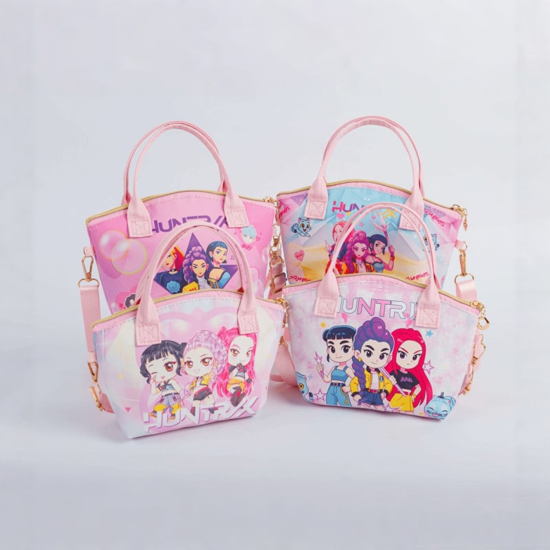 Kožna crossbody torbica za šminku s motivom anime cartoon — PU, prozračna, ultralako, sklopiva