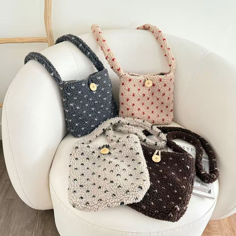 Torba preko ramena za učenike osnovne škole, plišani materijal, unisex, zimska sezona 2025