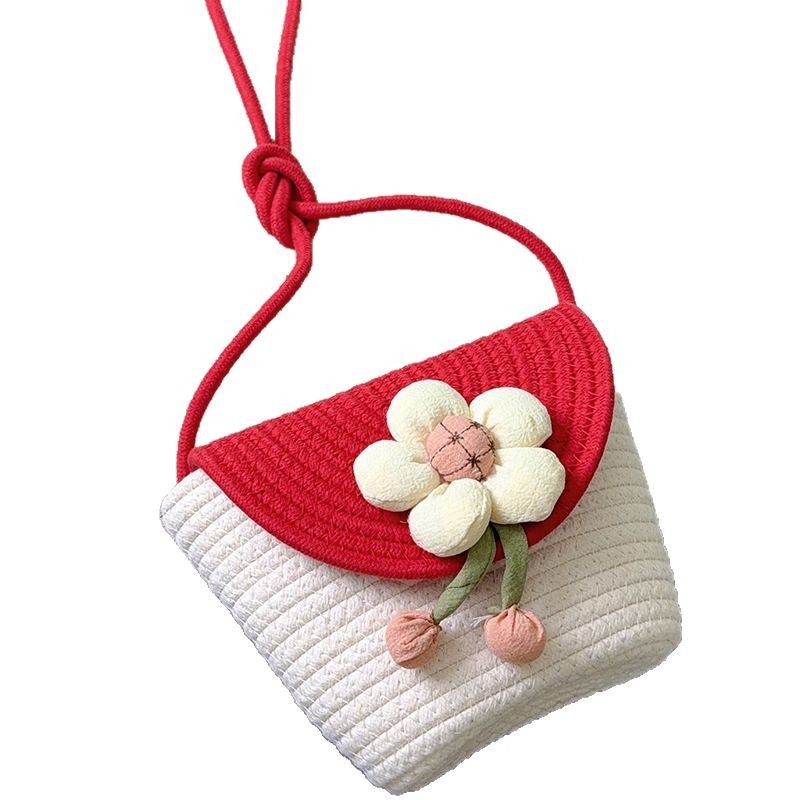 Dječja crossbody torba s poklopcem, pamuk i lan, ovalni oblik, poliester podstava
