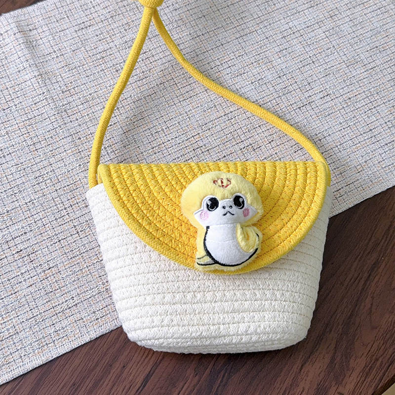 Dječja crossbody torba s poklopcem, pamuk i lan, ovalni oblik, poliester podstava