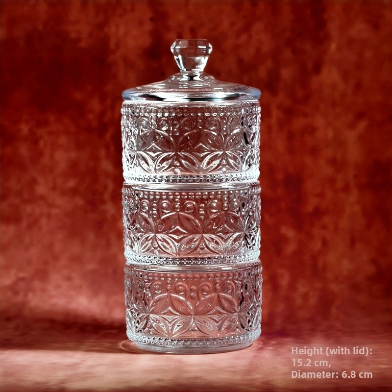 Ευρωπαϊκού στυλ γυάλινο βάζο αποθήκευσης με καπάκι για καραμέλες, αρωματικά κεριά, μπαχαρικά και κοσμήματα