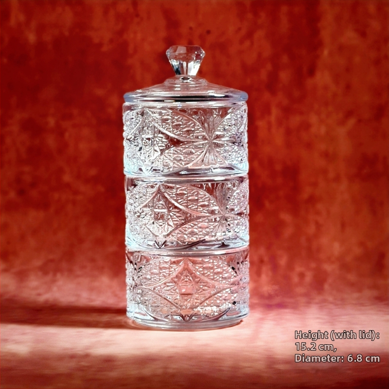 Ευρωπαϊκού στυλ γυάλινο βάζο αποθήκευσης με καπάκι για καραμέλες, αρωματικά κεριά, μπαχαρικά και κοσμήματα