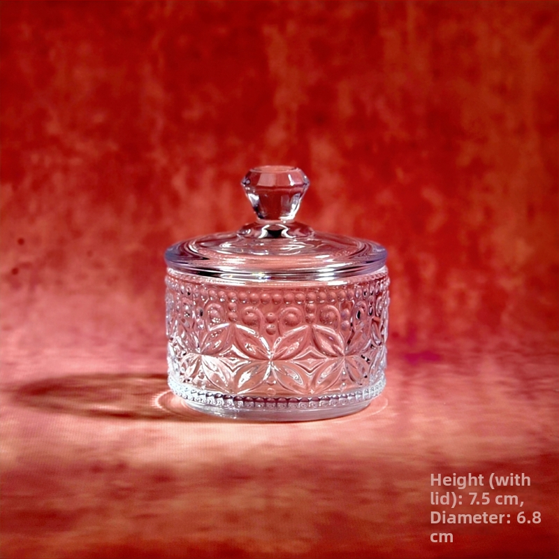 Ευρωπαϊκού στυλ γυάλινο βάζο αποθήκευσης με καπάκι για καραμέλες, αρωματικά κεριά, μπαχαρικά και κοσμήματα