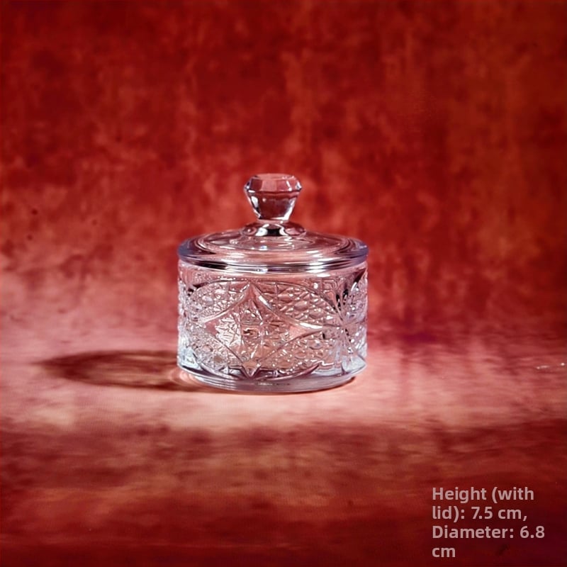 Ευρωπαϊκού στυλ γυάλινο βάζο αποθήκευσης με καπάκι για καραμέλες, αρωματικά κεριά, μπαχαρικά και κοσμήματα