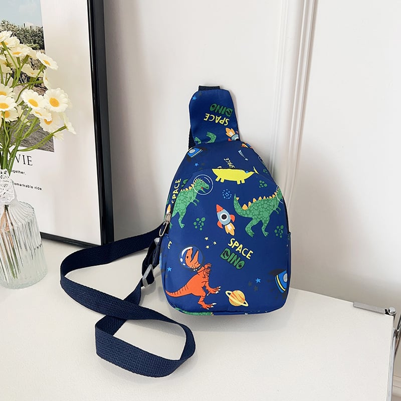 Dječja crossbody torba za vrtić s motivom dinosaura, najlon materijal, unisex, ultra lagana, proljeće 2025