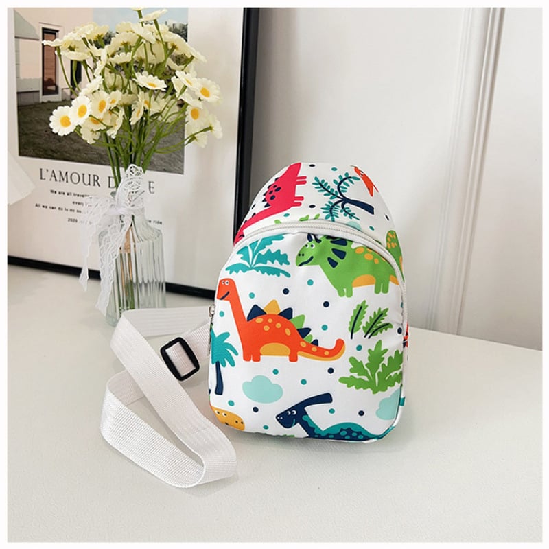Dječja crossbody torba za vrtić s motivom dinosaura, najlon materijal, unisex, ultra lagana, proljeće 2025