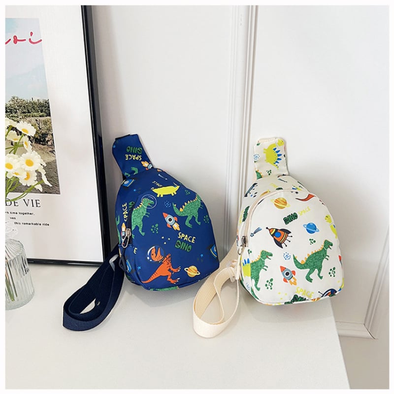 Dječja crossbody torba za vrtić s motivom dinosaura, najlon materijal, unisex, ultra lagana, proljeće 2025