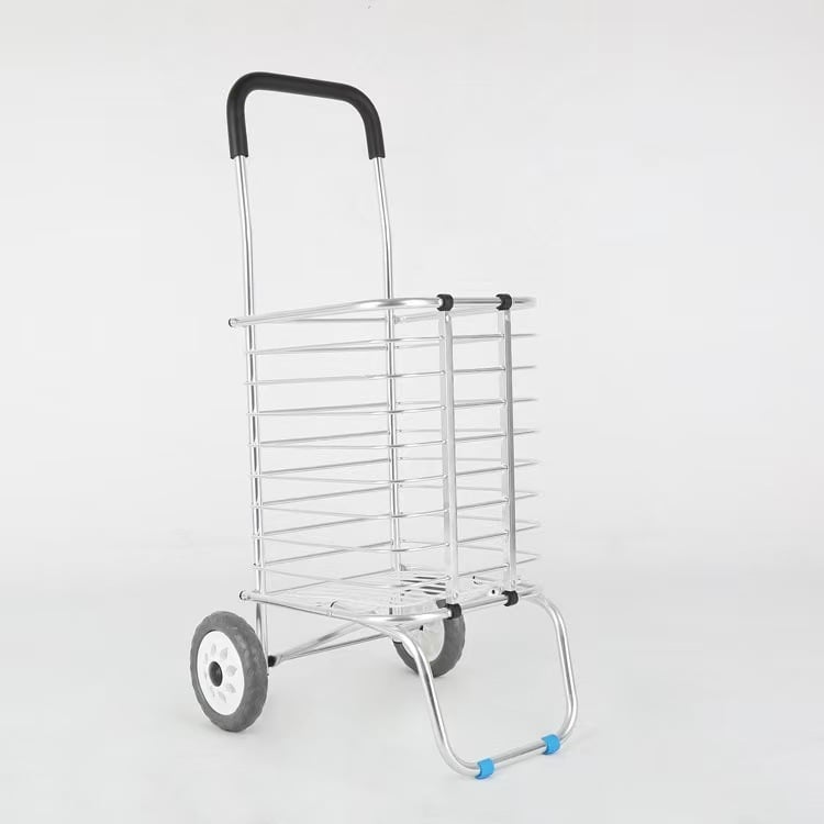Портативна сгъваема количка за пазаруване с 4 колела, от алуминиева сплав, сгъваема и с функция за катерене по стълби