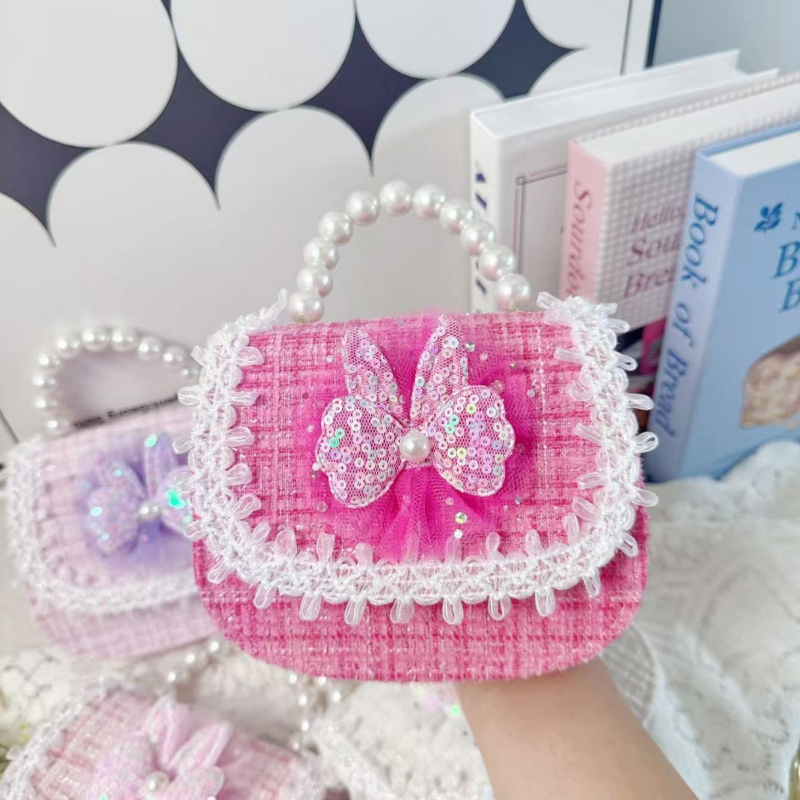 Dječja kvadratna torbica crossbody s patchom zeca i perl rubom; Materijal: poliester; Podstava: poliester; Uzorak: Životinje