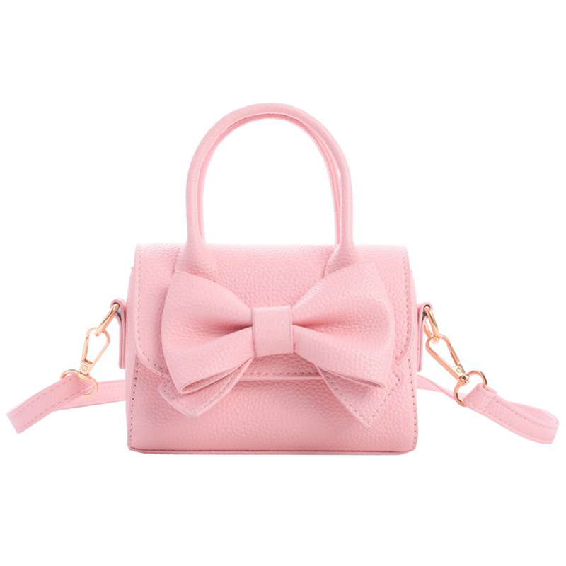 Dječja PU crossbody torba za djevojčice, s mašnicom, vodootporna, jednobojni dizajn, za dnevnu upotrebu učenicama osnovne škole