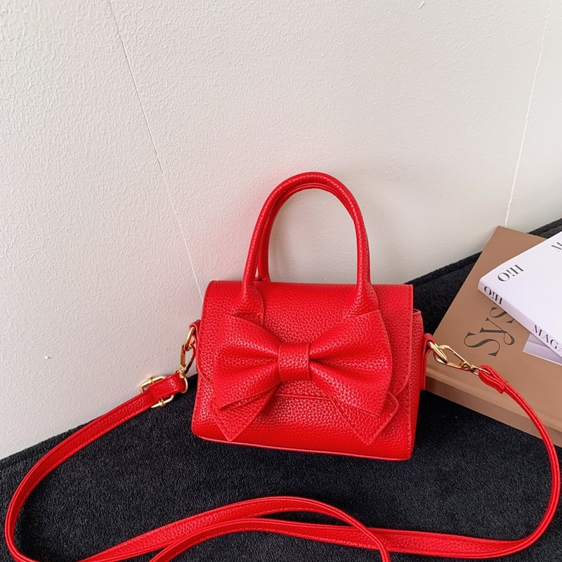 Dječja PU crossbody torba za djevojčice, s mašnicom, vodootporna, jednobojni dizajn, za dnevnu upotrebu učenicama osnovne škole