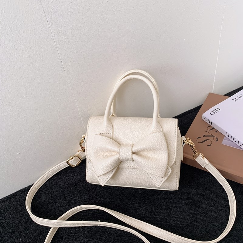 Dječja PU crossbody torba za djevojčice, s mašnicom, vodootporna, jednobojni dizajn, za dnevnu upotrebu učenicama osnovne škole