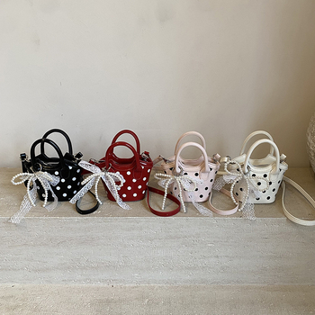 Детска мини чанта за рамо с точков принт – PU материал, дишаща и износоустойчива, подплата полиестер, за момичета в началното училище