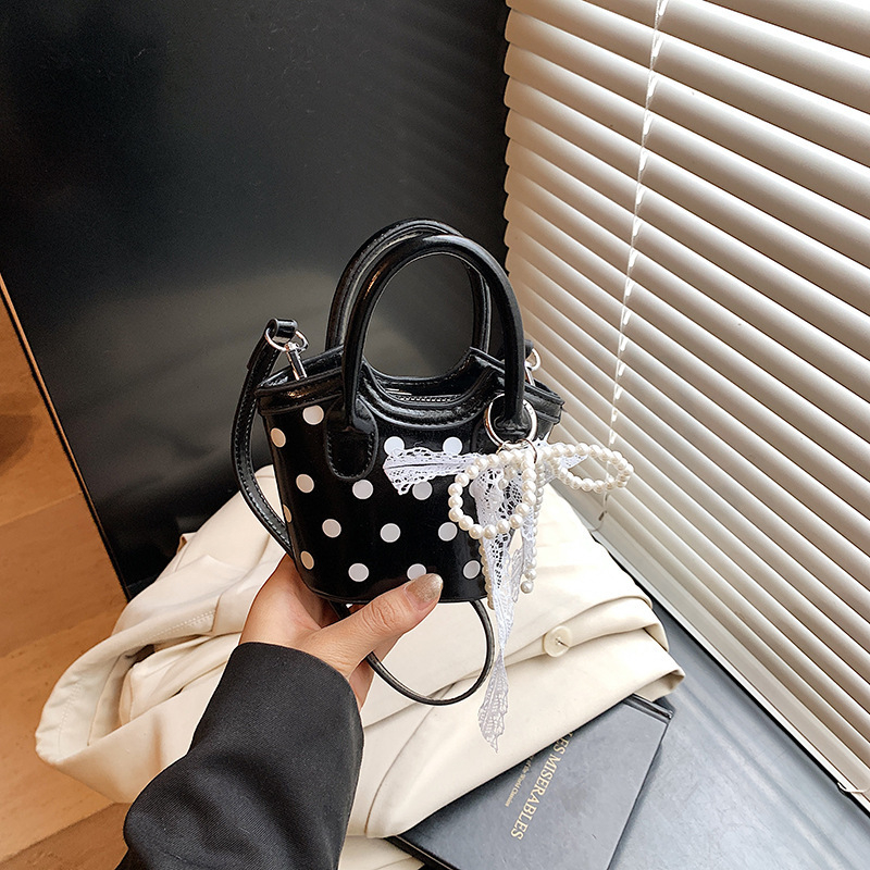 Детска мини чанта за рамо с точков принт – PU материал, дишаща и износоустойчива, подплата полиестер, за момичета в началното училище