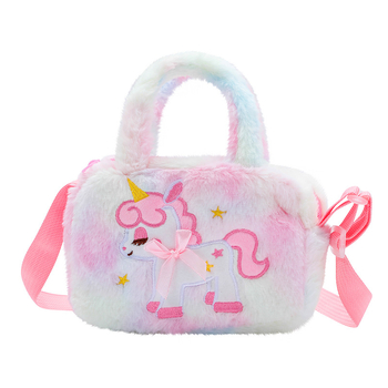 Plišani crossbody ruksak s jednorogom za učenike osnovne škole – crtani uzorak, podstava od poliestera, unisex