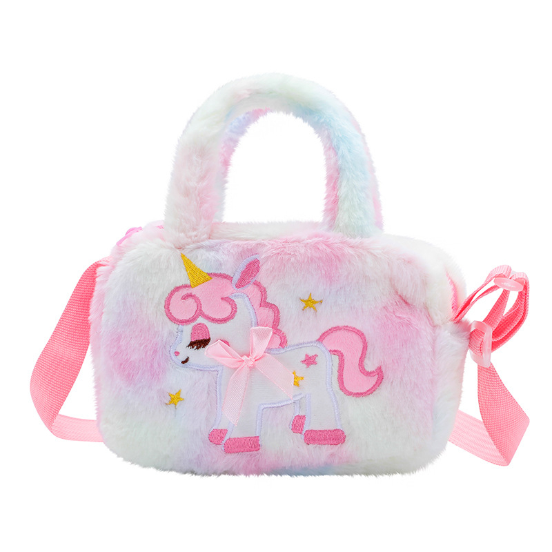 Plišani crossbody ruksak s jednorogom za učenike osnovne škole – crtani uzorak, podstava od poliestera, unisex