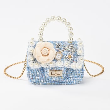 Dječja crossbody torba - Perle, Crtani cvjetni uzorak, Prozračni poliester, Otporna na habanje