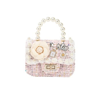 Dječja crossbody torba - Perle, Crtani cvjetni uzorak, Prozračni poliester, Otporna na habanje