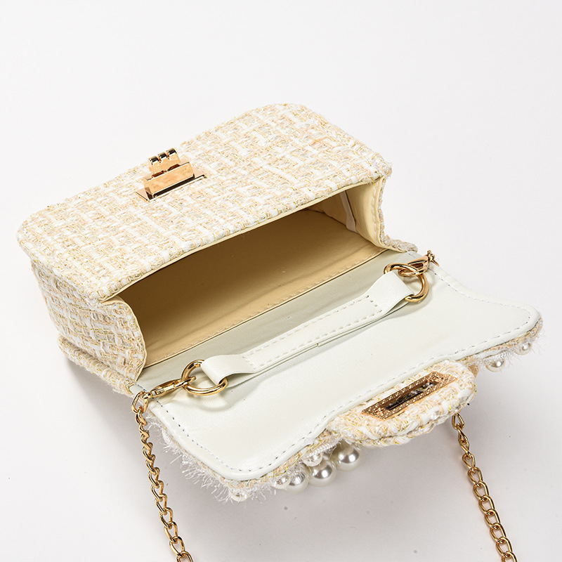 Dječja crossbody torba - Perle, Crtani cvjetni uzorak, Prozračni poliester, Otporna na habanje